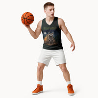 Raccoon Stay Wild Stay Cozy Camping Basketball Jersey Starry Night Forest Wildlife