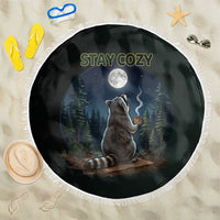 Raccoon Stay Wild Stay Cozy Camping Beach Blanket Starry Night Forest Wildlife