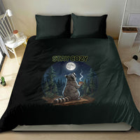 Raccoon Stay Wild Stay Cozy Camping Bedding Set Starry Night Forest Wildlife