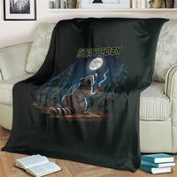 Raccoon Stay Wild Stay Cozy Camping Blanket Starry Night Forest Wildlife