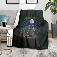 Raccoon Stay Wild Stay Cozy Camping Blanket Starry Night Forest Wildlife