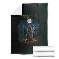 Raccoon Stay Wild Stay Cozy Camping Blanket Starry Night Forest Wildlife