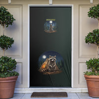 Raccoon Stay Wild Stay Cozy Camping Door Cover Starry Night Forest Wildlife