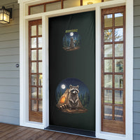Raccoon Stay Wild Stay Cozy Camping Door Cover Starry Night Forest Wildlife