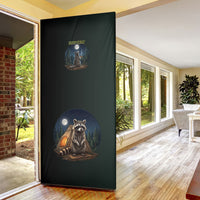 Raccoon Stay Wild Stay Cozy Camping Door Cover Starry Night Forest Wildlife