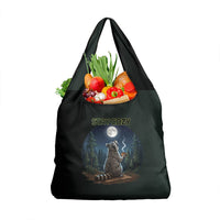 Raccoon Stay Wild Stay Cozy Camping Grocery Bag Starry Night Forest Wildlife