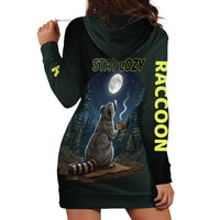 Raccoon Stay Wild Stay Cozy Camping Hoodie Dress Starry Night Forest Wildlife