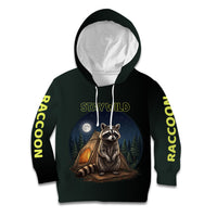 Raccoon Stay Wild Stay Cozy Camping Kid Hoodie Starry Night Forest Wildlife