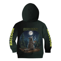 Raccoon Stay Wild Stay Cozy Camping Kid Hoodie Starry Night Forest Wildlife