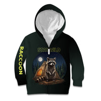 Raccoon Stay Wild Stay Cozy Camping Kid Hoodie Starry Night Forest Wildlife