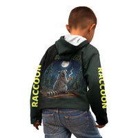 Raccoon Stay Wild Stay Cozy Camping Kid Hoodie Starry Night Forest Wildlife