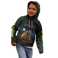 Raccoon Stay Wild Stay Cozy Camping Kid Hoodie Starry Night Forest Wildlife