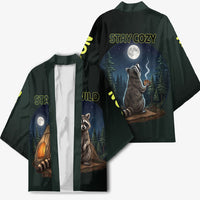 Raccoon Stay Wild Stay Cozy Camping Kimono Starry Night Forest Wildlife
