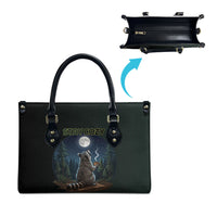 Raccoon Stay Wild Stay Cozy Camping Leather Bag Starry Night Forest Wildlife
