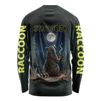 Raccoon Stay Wild Stay Cozy Camping Long Sleeve Shirt Starry Night Forest Wildlife