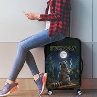 Raccoon Stay Wild Stay Cozy Camping Luggage Cover Starry Night Forest Wildlife