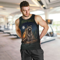 Raccoon Stay Wild Stay Cozy Camping Men Tank Top Starry Night Forest Wildlife