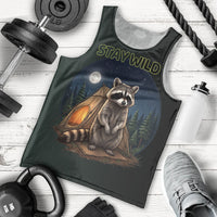 Raccoon Stay Wild Stay Cozy Camping Men Tank Top Starry Night Forest Wildlife