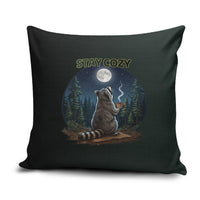 Raccoon Stay Wild Stay Cozy Camping Pillow Cover Starry Night Forest Wildlife