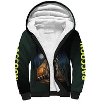Raccoon Stay Wild Stay Cozy Camping Sherpa Hoodie Starry Night Forest Wildlife