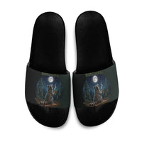 Raccoon Stay Wild Stay Cozy Camping Slide Sandals Starry Night Forest Wildlife