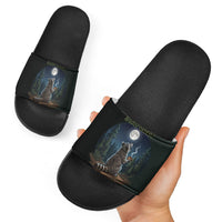 Raccoon Stay Wild Stay Cozy Camping Slide Sandals Starry Night Forest Wildlife