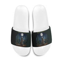 Raccoon Stay Wild Stay Cozy Camping Slide Sandals Starry Night Forest Wildlife