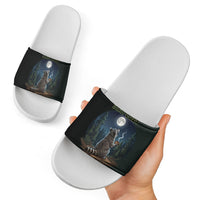 Raccoon Stay Wild Stay Cozy Camping Slide Sandals Starry Night Forest Wildlife