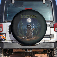 Raccoon Stay Wild Stay Cozy Camping Spare Tire Cover Starry Night Forest Wildlife