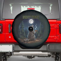 Raccoon Stay Wild Stay Cozy Camping Spare Tire Cover Starry Night Forest Wildlife