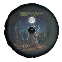 Raccoon Stay Wild Stay Cozy Camping Spare Tire Cover Starry Night Forest Wildlife