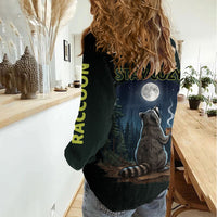 Raccoon Stay Wild Stay Cozy Camping Women Casual Shirt Starry Night Forest Wildlife