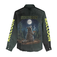 Raccoon Stay Wild Stay Cozy Camping Women Casual Shirt Starry Night Forest Wildlife