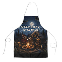 Raccoons Campfire Stay Cozy Stay Wild Apron Starry Night Forest Wildlife