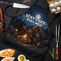 Raccoons Campfire Stay Cozy Stay Wild Apron Starry Night Forest Wildlife