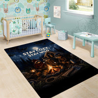 Raccoons Campfire Stay Cozy Stay Wild Area Rug Starry Night Forest Wildlife