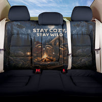 Raccoons Campfire Stay Cozy Stay Wild Back Car Seat Cover Starry Night Forest Wildlife
