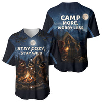 Raccoons Campfire Stay Cozy Stay Wild Baseball Jersey Starry Night Forest Wildlife
