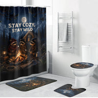 Raccoons Campfire Stay Cozy Stay Wild Bathroom Set Starry Night Forest Wildlife