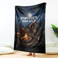 Raccoons Campfire Stay Cozy Stay Wild Blanket Starry Night Forest Wildlife