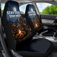 Raccoons Campfire Stay Cozy Stay Wild Car Seat Cover Starry Night Forest Wildlife