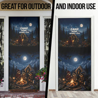 Raccoons Campfire Stay Cozy Stay Wild Door Cover Starry Night Forest Wildlife