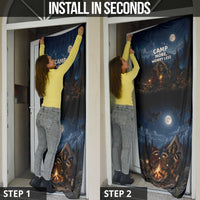 Raccoons Campfire Stay Cozy Stay Wild Door Cover Starry Night Forest Wildlife
