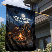 Raccoons Campfire Stay Cozy Stay Wild Garden Flag Starry Night Forest Wildlife