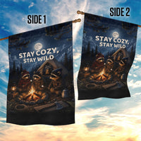 Raccoons Campfire Stay Cozy Stay Wild Garden Flag Starry Night Forest Wildlife