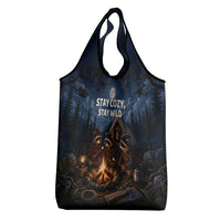Raccoons Campfire Stay Cozy Stay Wild Grocery Bag Starry Night Forest Wildlife