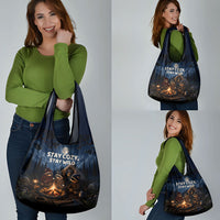 Raccoons Campfire Stay Cozy Stay Wild Grocery Bag Starry Night Forest Wildlife