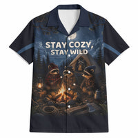 Raccoons Campfire Stay Cozy Stay Wild Hawaiian Shirt Starry Night Forest Wildlife