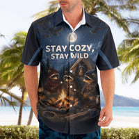 Raccoons Campfire Stay Cozy Stay Wild Hawaiian Shirt Starry Night Forest Wildlife