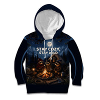 Raccoons Campfire Stay Cozy Stay Wild Kid Hoodie Starry Night Forest Wildlife
